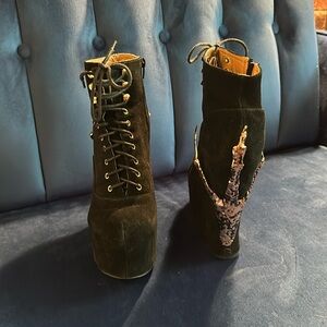 Jeffrey Campbell - The Damsel Claw Shoe in Black Suede and Copper - Size 11